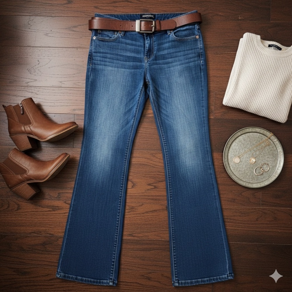 Express Dark Blue Flare Jeans